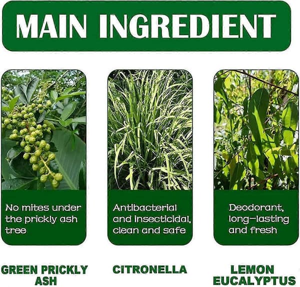 Grønn Prickly Ash Middfjerner Spray, Grønn Prickly Ash Middspray Spesialeffekt, Antiallergen Støvmidd Dreper A