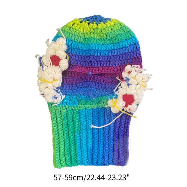 Blomma Leopard Stickad Mössa Halloween Blomma Leopard Balaklava Mössa Kostymfest Cosplay Partyhattar Huvudbonader A