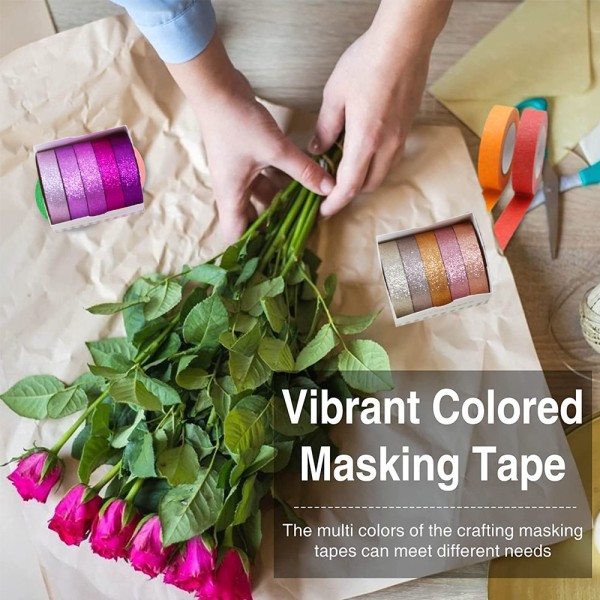 Farvet maskeringstape, 4 æsker Rainbow Colors Tape, mærkning