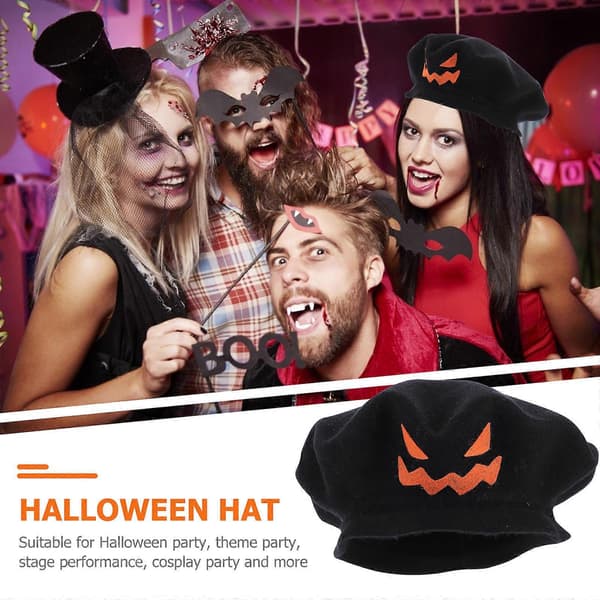 Halloween Partyhatt Svart Ulltyg för Dekoration 1 st A