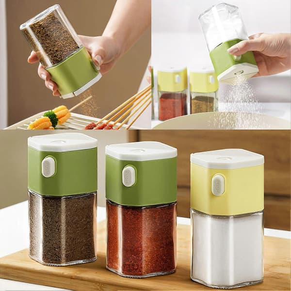 Multifunksjonelle salt- og pepperbøsser i solid glass for kjøkken, grill og utendørs matlaging A