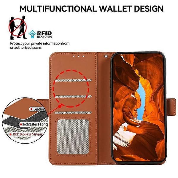 ABEEL Kompatibel med iPhone 13 Pro Max Fodral PU Läder RFID Stativ Folio Telefonfodral A