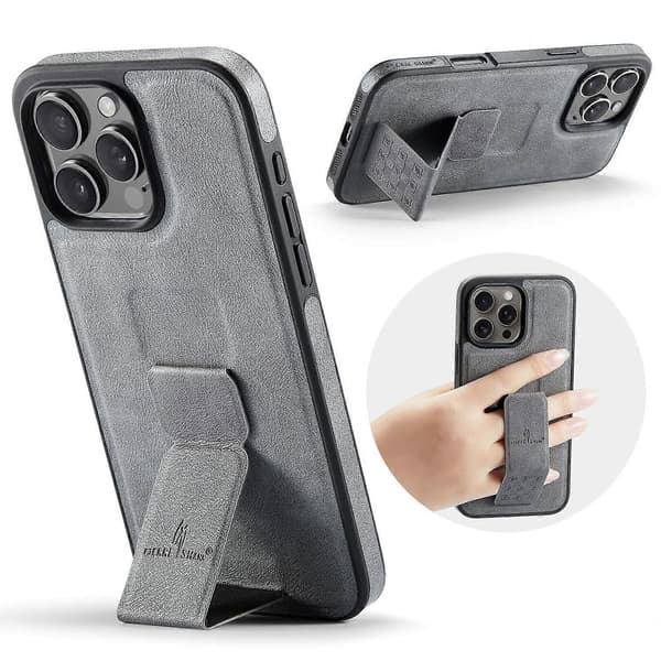 Etui til iPhone 13 Pro Max 029 Grå Håndledd Skinn Magnetisk Bakstativ No12681 A