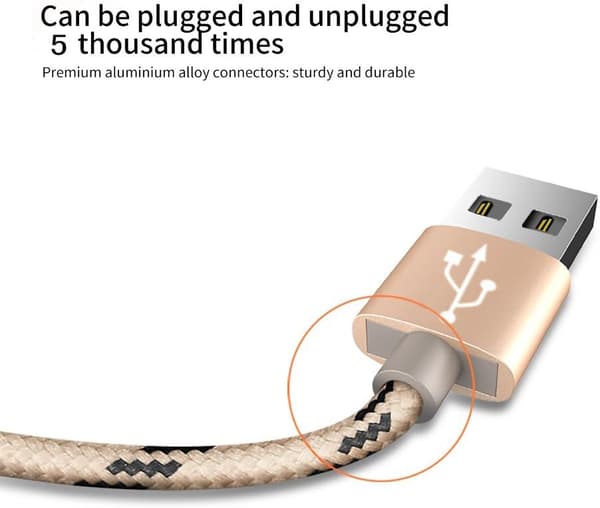 3-pak kabel til iPhone, 2m nylonflettet iPhone-opladerkabel med kraftig aluminiumsstik