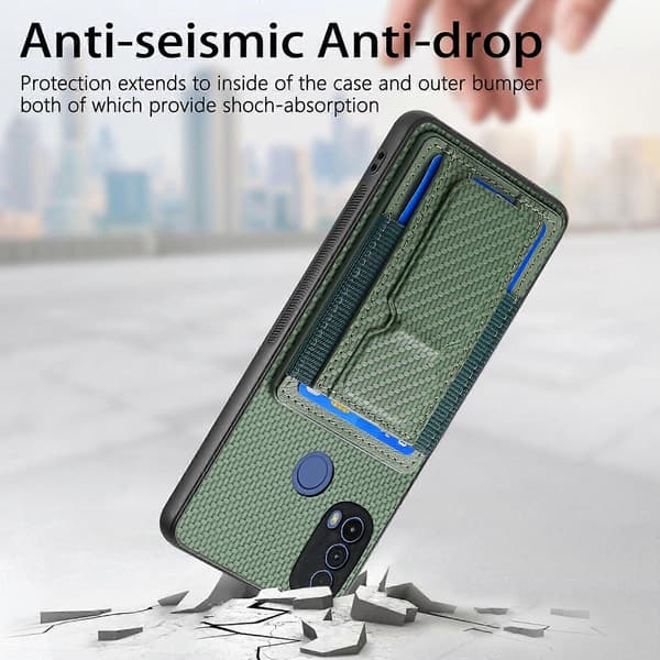 Kolfiber Vikbart Stativ Elastisk Kortväska Telefonfodral För Motorola Moto G 5G 2024 4G