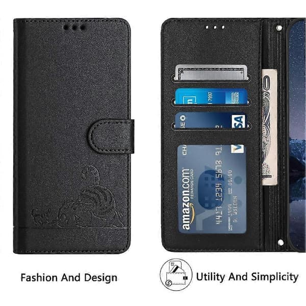 Etui til Xiaomi POCO F3 Kat RFID Kortplads Holder Støttefod Pung Flip Cover Sort