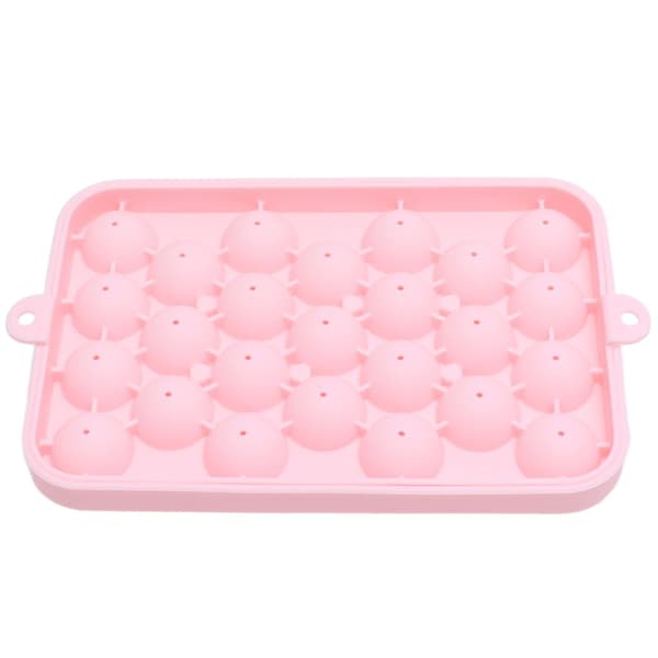 25-rutig isbitsform, enkel att släppa, silikonform för isbollar, mini rund isbollsform med lock, rosa A