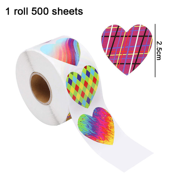 Valentinsdag Hjerterull Stickers, 500 stk Funky Colorful