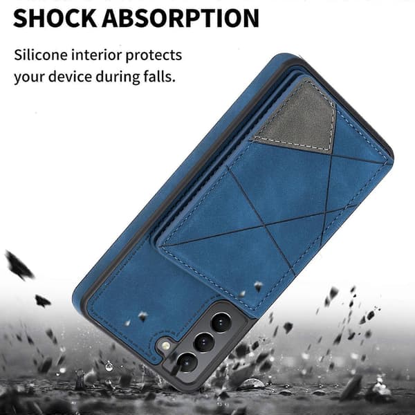Til Samsung Galaxy S22+ 5G Line kortholder telefoncover Blå
