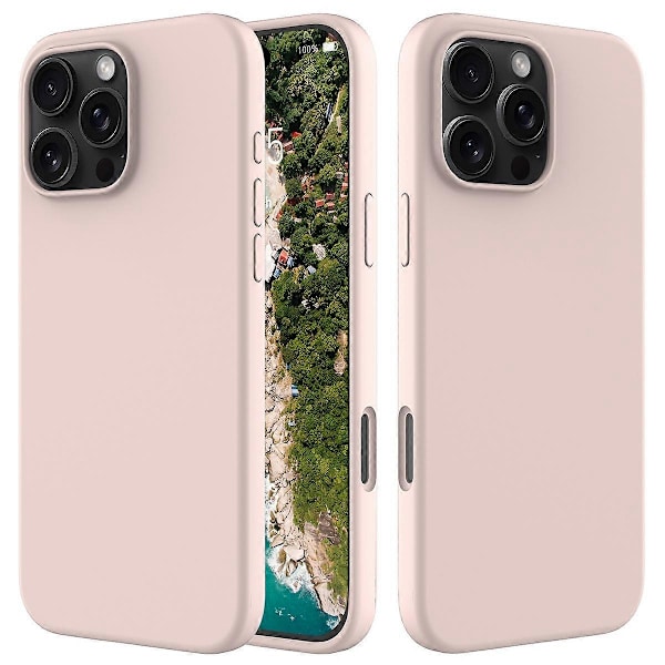 För iPhone 16 Pro Skal Stötsäkert Flytande Silikon Mjukt Foder Telefonfodral