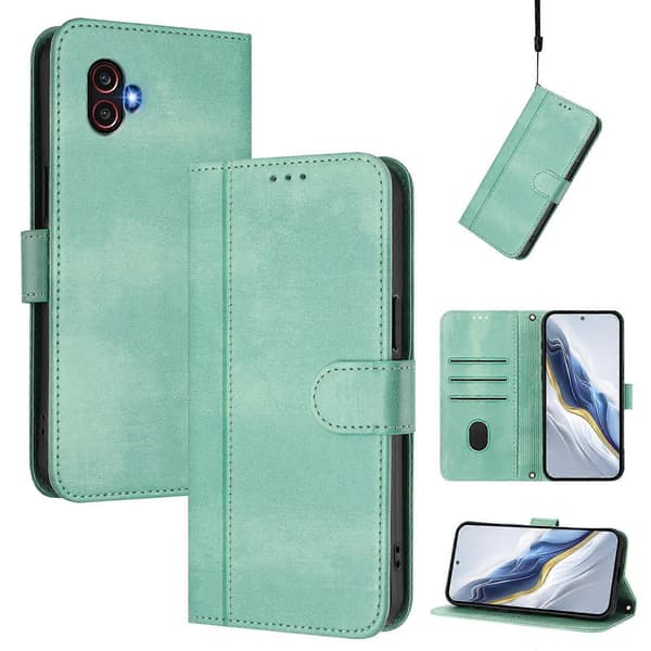 Retro skinntelefondeksel med linjespleisespenne (til Samsung Galaxy Xcover 6 Pro)