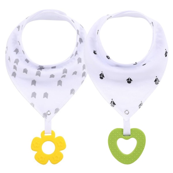 Baby Bandana Drool Bibs 2-Pack and Teething Toys 2-Pack Made wit