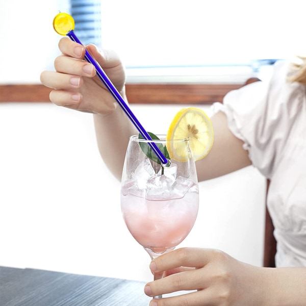 5 kpl lasisia maitopuikkoja cocktailjuomiin, värillinen sekoitin