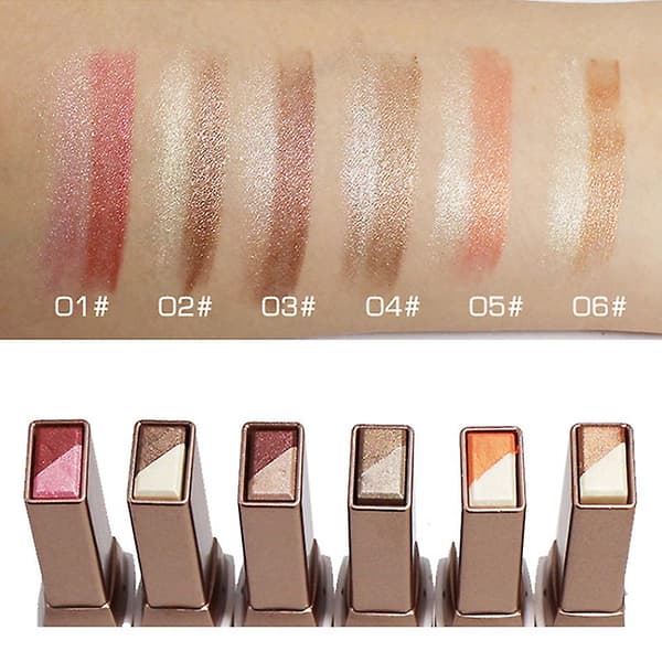 Gradient Glitter Ögonskuggsstift 2-tonad Skuggpenna Snabb Makeup Kosmetika för Kvinnor Modifiering A