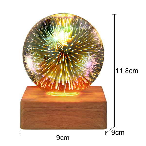 Crystal Ball Night Light with Wooden Base,Lifelike 3D LED Night