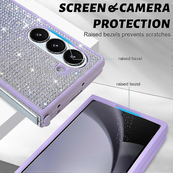 Glitter støtsikkert deksel til Samsung Galaxy Z Fold 6 og håndstropp A