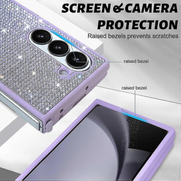 Glittrigt stötsäkert skal för Samsung Galaxy Z Fold 6 och handrem A