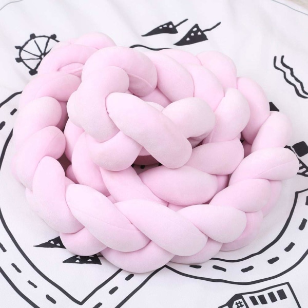 Sängkant, Baby Bumper Sängorm Baby Sängkant Väva Kantskydd Huvudskydd Dekoration för (rosa 150cm)