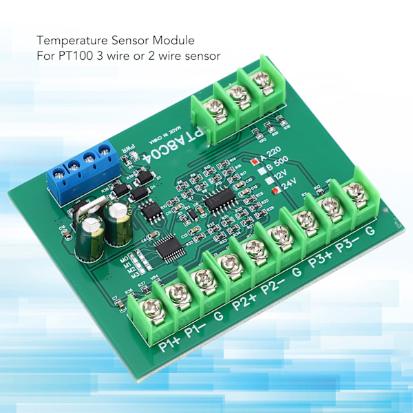 4-kanals PT100 RTD RS485 Temperatursensorbrett Temp Innhenting Modul Motstandsopsamler A220 -40-220℃ DC24V