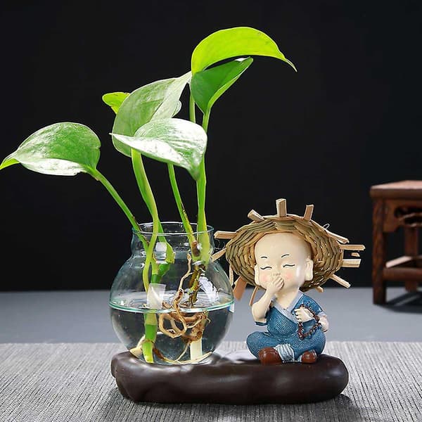 Glasvas Härlig Munk Transparent Växtterrarium Glasvas Skrivbordsdekoration Ny A