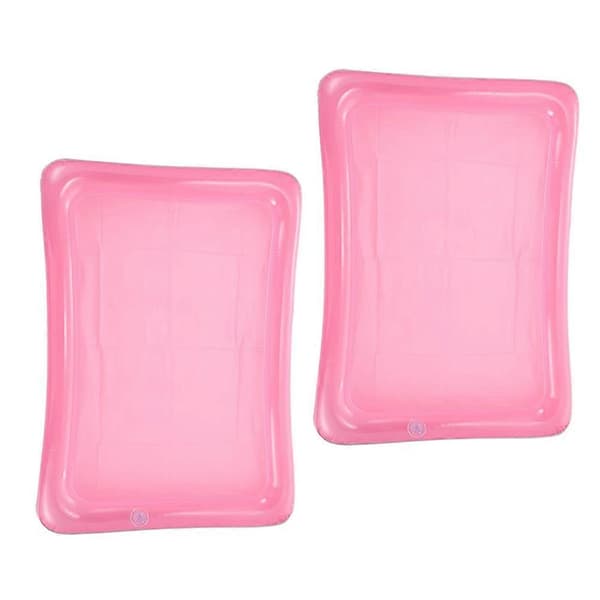 Uppblåsbar flytande isbricka PVC pool dryckeshållare serveringsbar 2 st rosa A