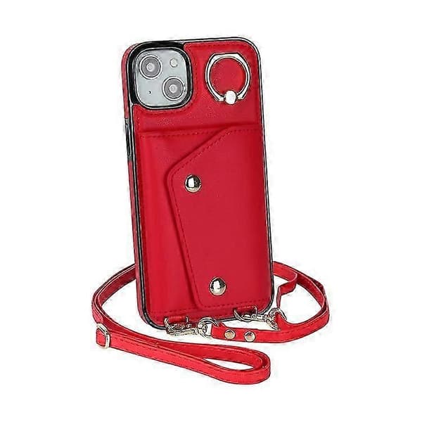 Blixtlåsplånbok Telefonfodral Kompatibel med iPhone 13 mini PU-läderbelagd TPU Roterande Ring Kickstand Telefonfodral A