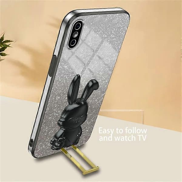 Kompatibel med iPhone XS Max utfällbart stöd telefonfodral fallskydd kaninfodral A