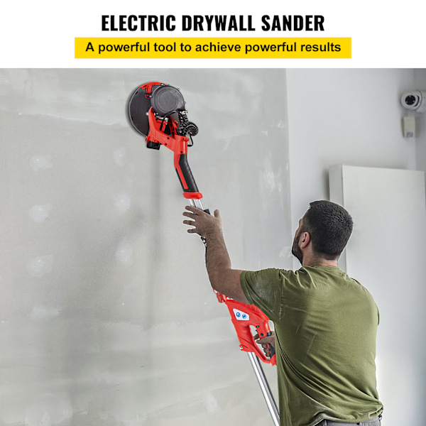 SucceBuy Elektrisk Väggslipmaskin 850W Vikbar LED-belysning Dammsugarpåse
