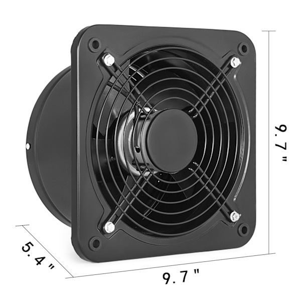 SucceBuy 250mm metall axiell avgasfläkt | Industriell luftfläkt | Kommersiell svart