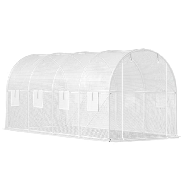 SucceBuy 15x7x7 ft Tunnelväxthus, Galvaniserad Ram & Vattentätt Skydd