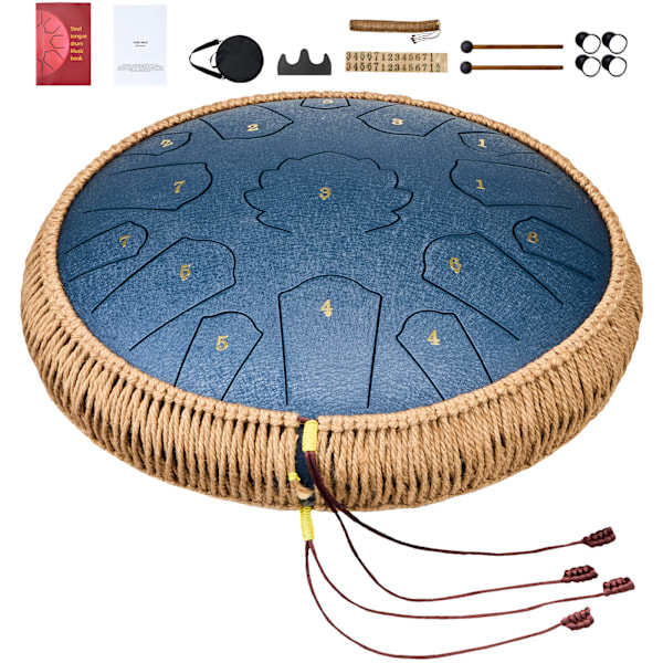 SucceBuy Stål Tongue Drum 14 tum 15 Toner C Dur Marinblå
