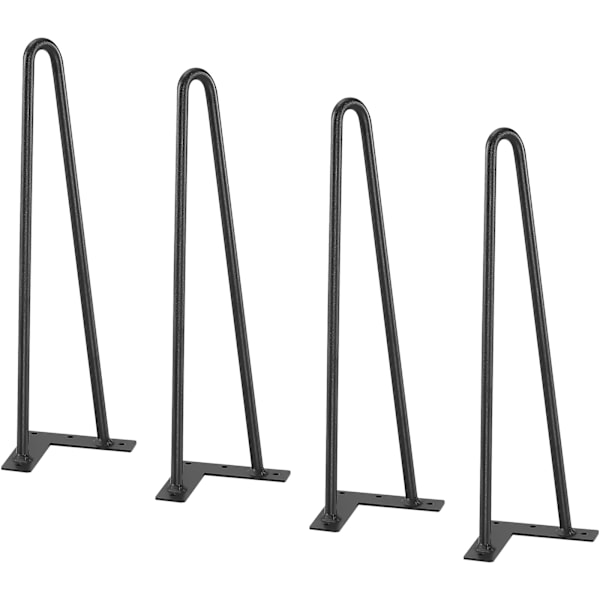 SucceBuy 406,4 mm Hårnålsformade Möbelben, Massiv Metall, Kraftiga Bordsben för Matbord, Svart