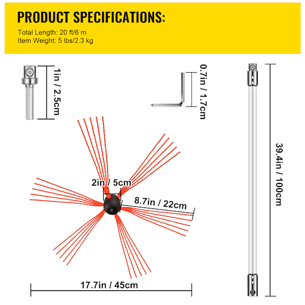 SucceBuy 20FT Soparsats, Sooteater rengöringsverktyg vit