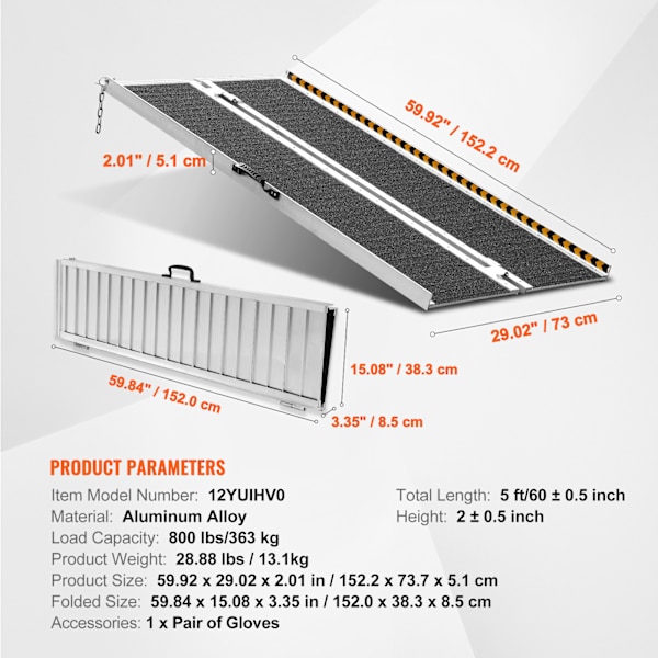 SucceBuy Vikbar Rullstolsramp. 1,5 m, 363 kg. Bärbar Aluminium. För Hemmet. Ingen Spänning. Aluminiummaterial. Silver.