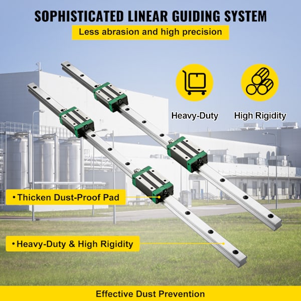 SucceBuy Linjär Guide Skenset, 2 st HGR20-1000mm, 4 Glidblock, RM1605 BF/BK12 Mutter