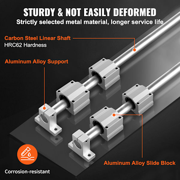 SucceBuy 2 ST SFC16 1000mm Linjärskena 4 ST SC16 Lagerblock 4 ST Skensupport