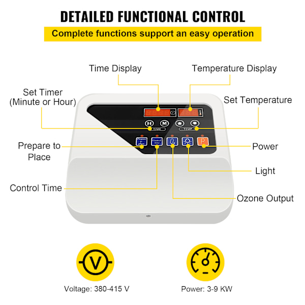 SucceBuy Extern Elektrisk Kontroller för 3-9KW Bastuaggregat med Tempsensor 380V-415V