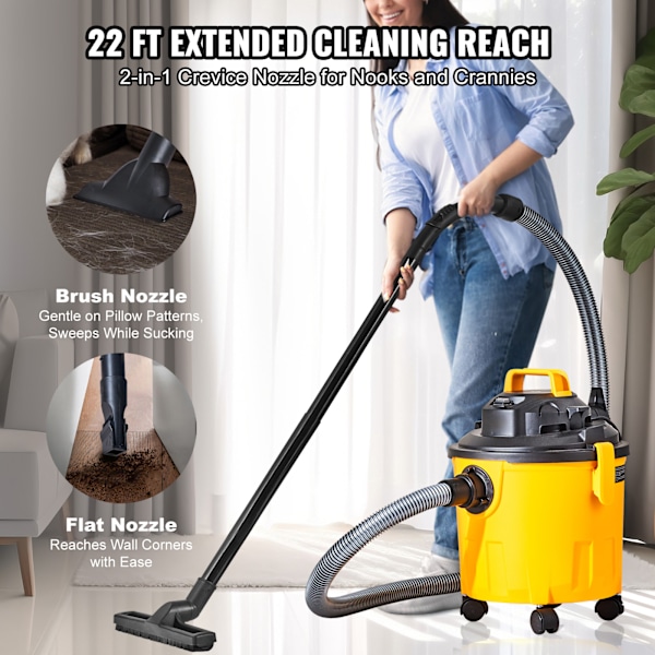 SucceBuy Våt/Torr Dammsugare 6HP 18L Munstycksfästen Lättvikt Orange