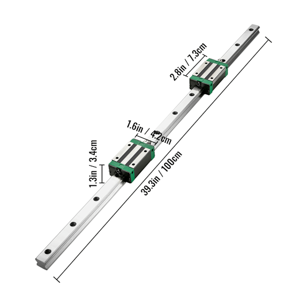 SucceBuy Linjär Guide Skenset, 2 st HGR20-1000mm, 4 Glidblock, RM1605 BF/BK12 Mutter