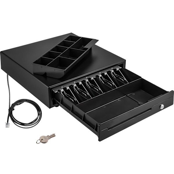 SucceBuy 16\" Kassalåda POS-system med 3 upplåsningsmetoder, RJ11/RJ12