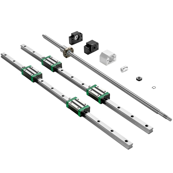 SucceBuy Linjär Guide Skenset, 2 st HGR20-1000mm, 4 Glidblock, RM1605 BF/BK12 Mutter