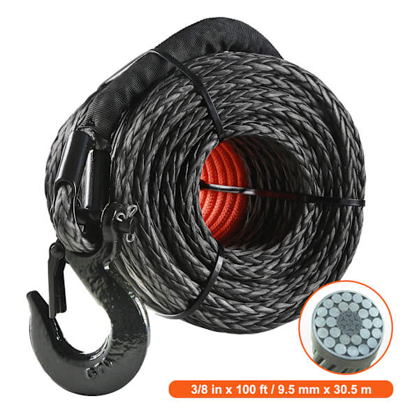 SucceBuy Syntetisk vinschvajer, 3/8\" x 100', 26 500 lbs kapacitet för SUV-lastbil