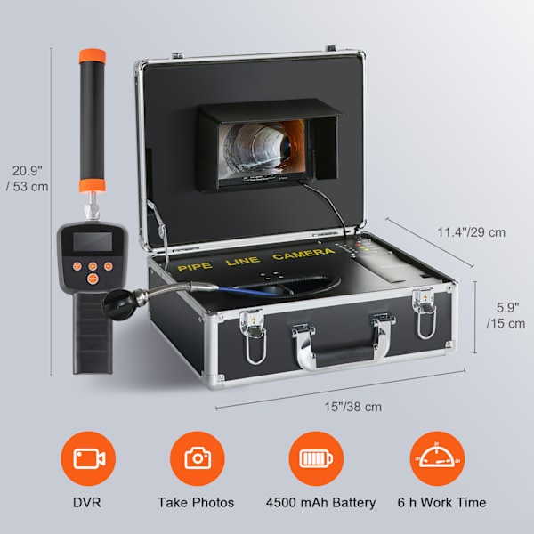 SucceBuy 1000TVL Avloppskamera, 30m Rörinspektion, 7\" Skärm, Lokalisator, 512Hz