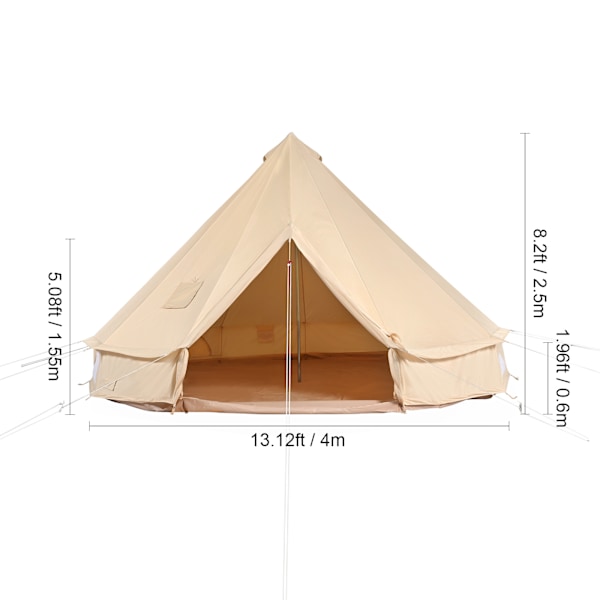 SucceBuy 4m/13.12ft Canvas Bell Tält, 4-Säsongs Yurt med Kaminhål