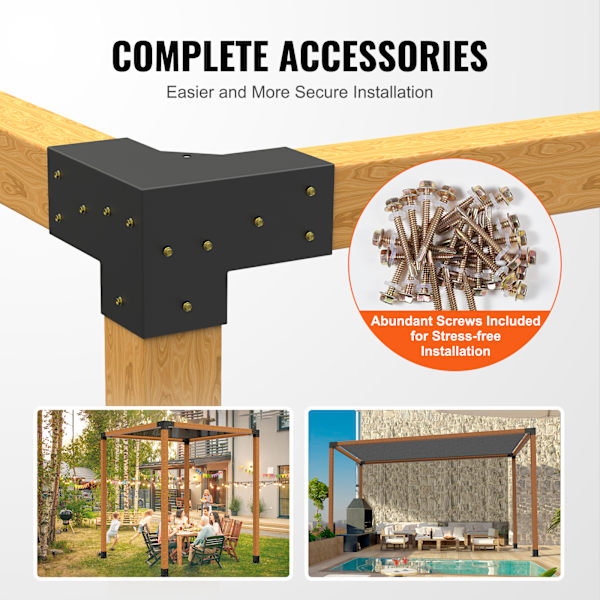 SucceBuy 4''x4'' Pergola Fästsats 3-Vägs Inre 3.6x3.6 4 st