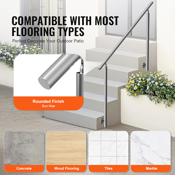 SucceBuy Handledare för Utomhustrappor Veranda Däck Sidomontering 150 cm