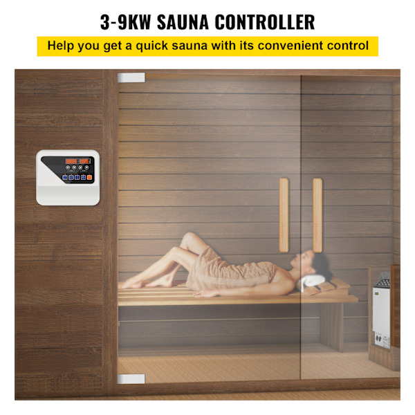 SucceBuy Extern Elektrisk Kontroller för 3-9KW Bastuaggregat med Tempsensor 380V-415V