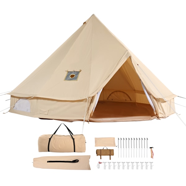 SucceBuy 4m/13.12ft Canvas Bell Tält, 4-Säsongs Yurt med Kaminhål