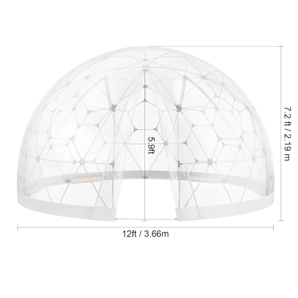 SucceBuy 12FT Dome Bubble Tält Utomhusskydd med Transparent Fönster