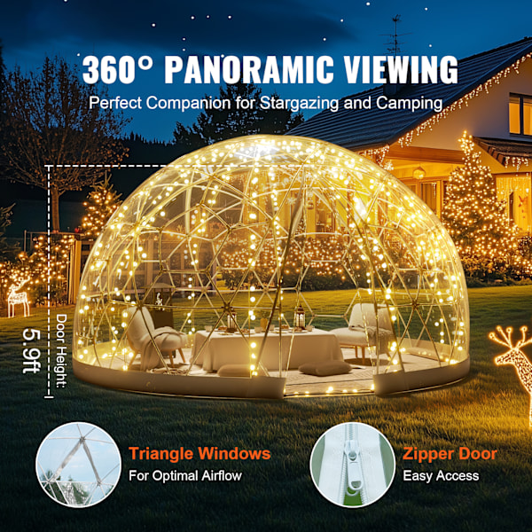 SucceBuy 12FT Dome Bubble Tält Utomhusskydd med Transparent Fönster